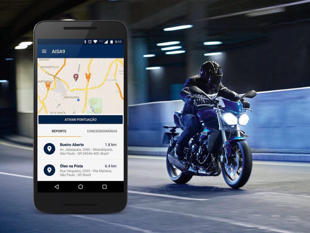 Aplicativo AISA9 avisa sobre riscos para motociclistas em SP