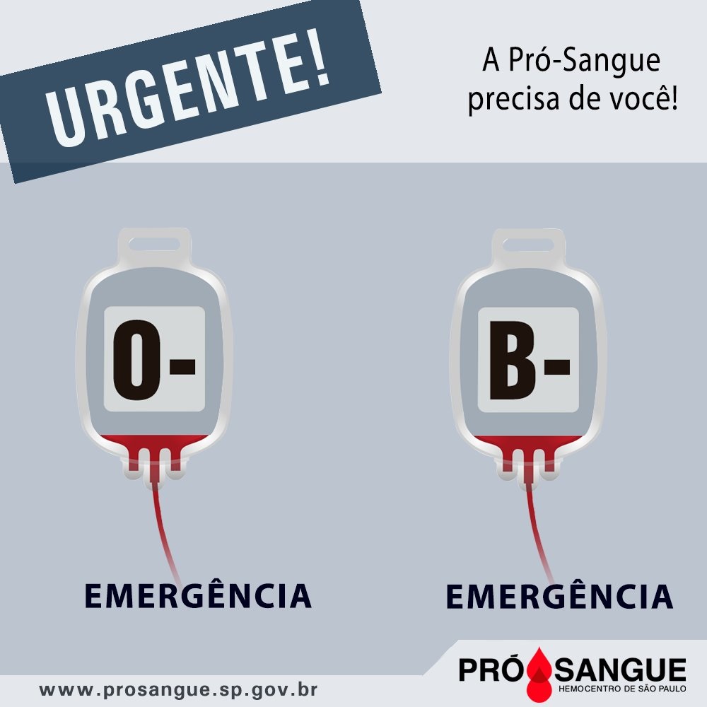 Doe sangue: estoque dos tipos O- e B- estão em estado crítico