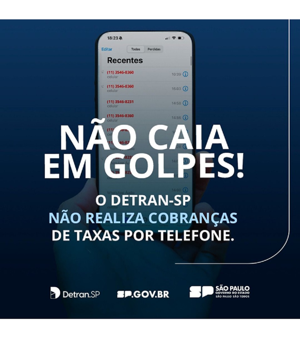 Novo golpe telefônico faz cobrança financeira em nome do Detran-SP